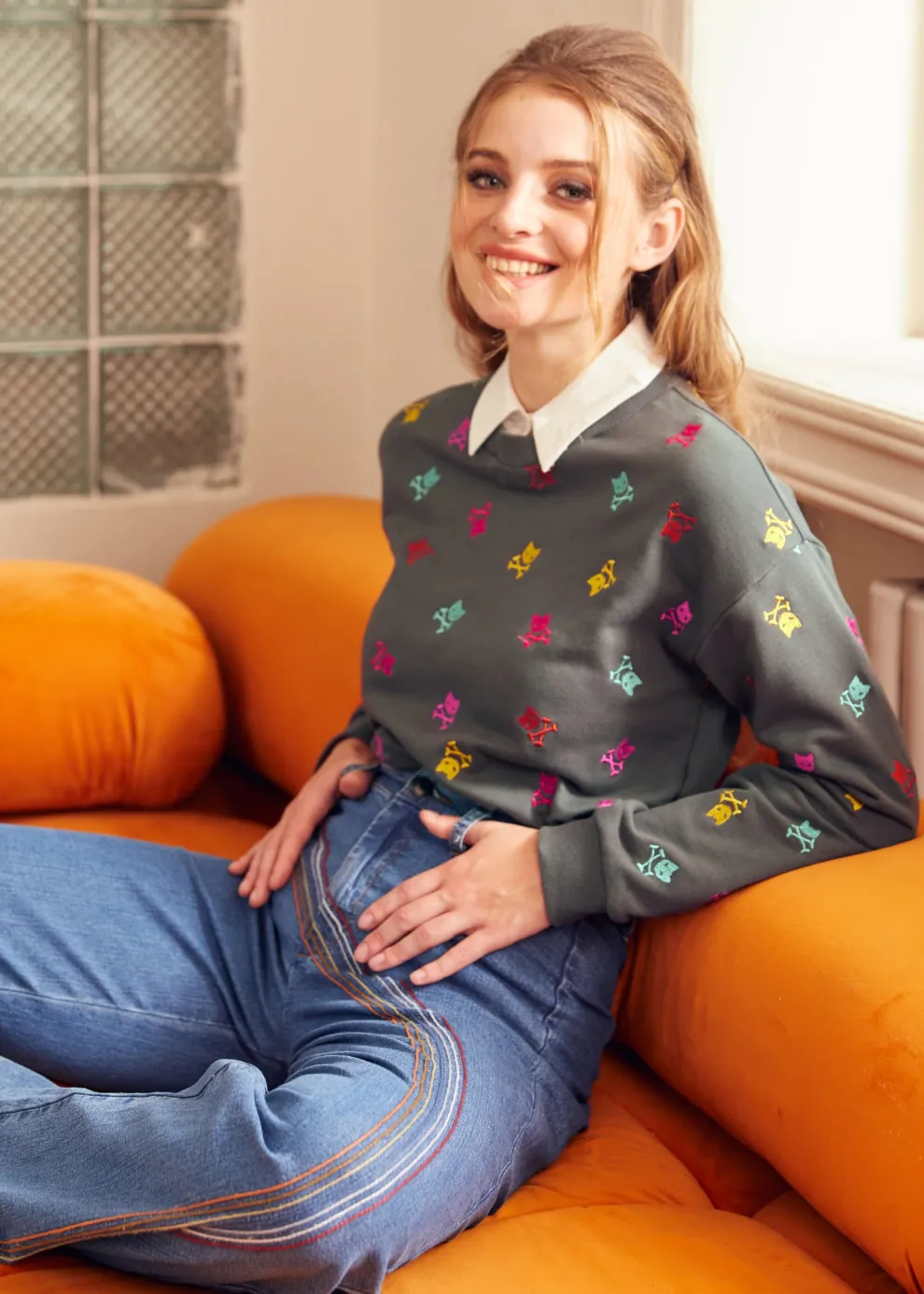 Drive-In Diva Collar Sweatshirt