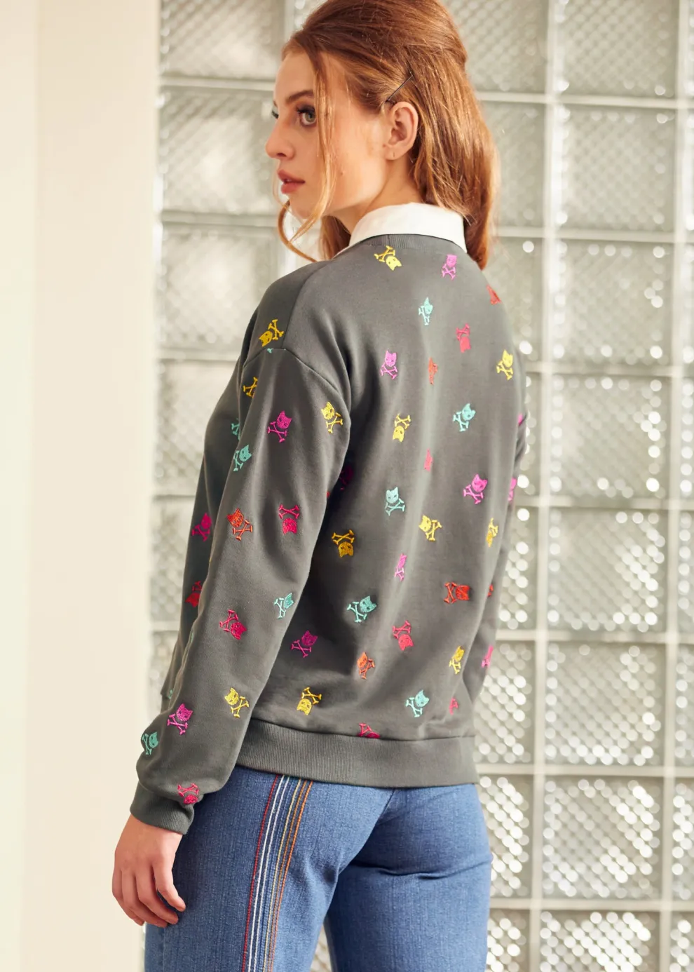 Drive-In Diva Collar Sweatshirt