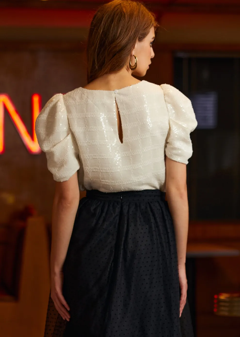 Festive Frolic Bubble Sleeve Crew