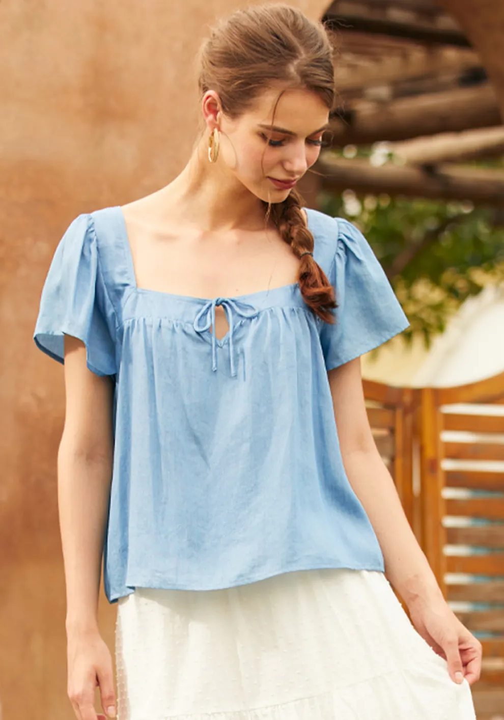 Fit To Be Tied Chambray Blouse