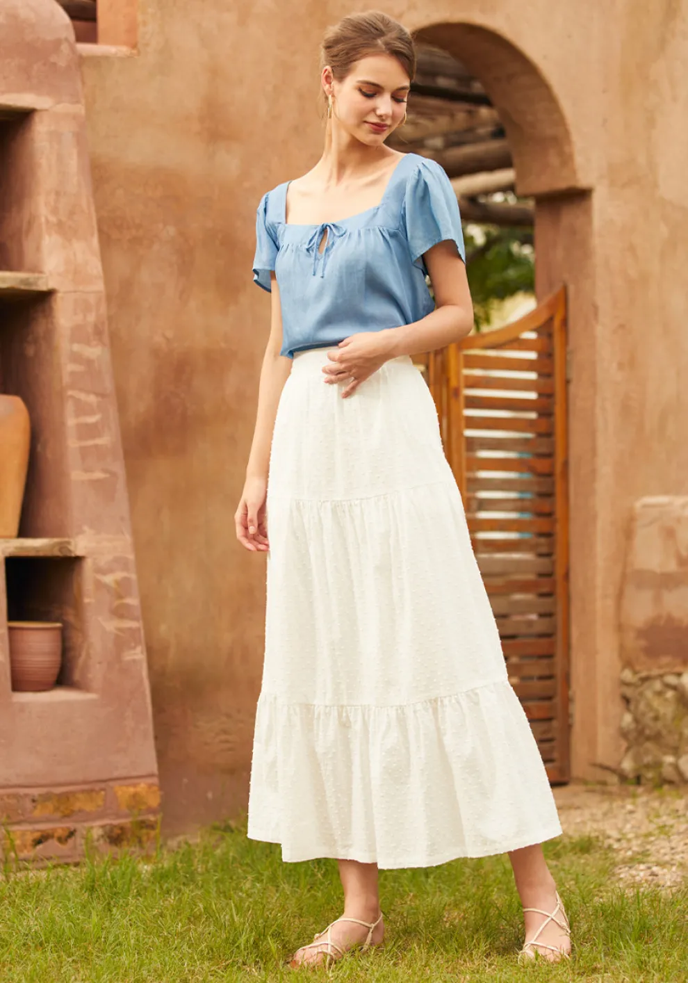 Fit To Be Tied Chambray Blouse