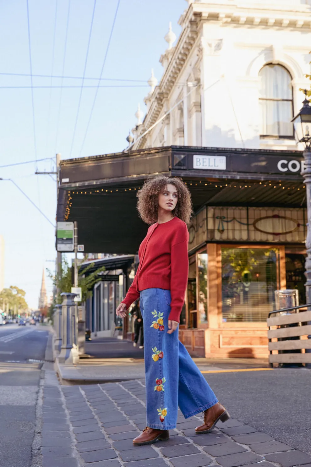 Fruit Embroidered Denim Jean