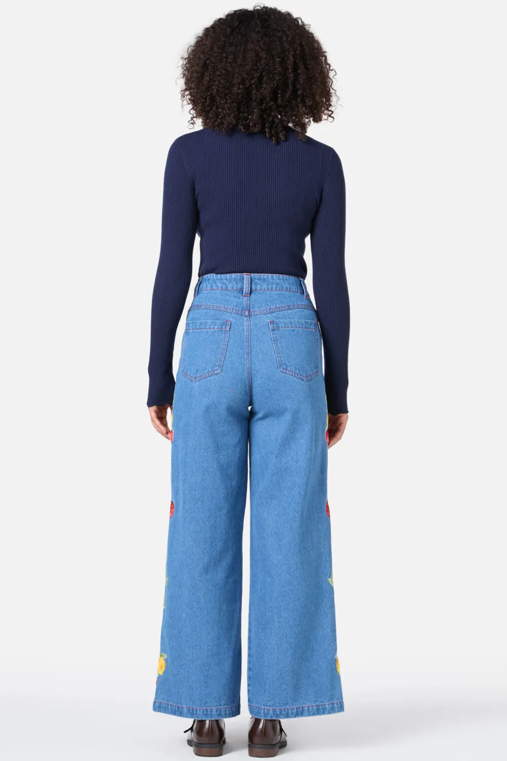 Fruit Embroidered Denim Jean