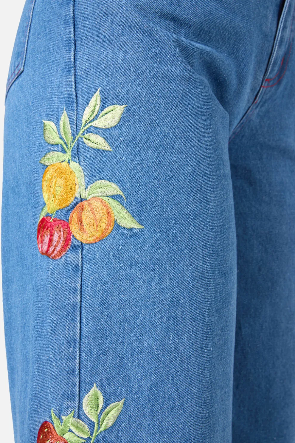 Fruit Embroidered Denim Jean