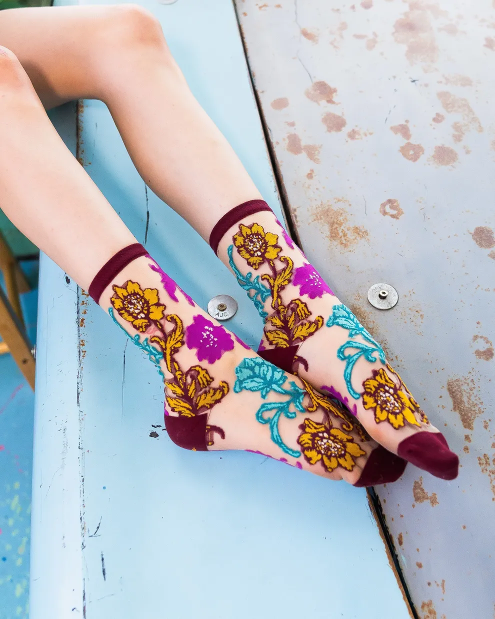 Gem Garden Sheer Crew Sock