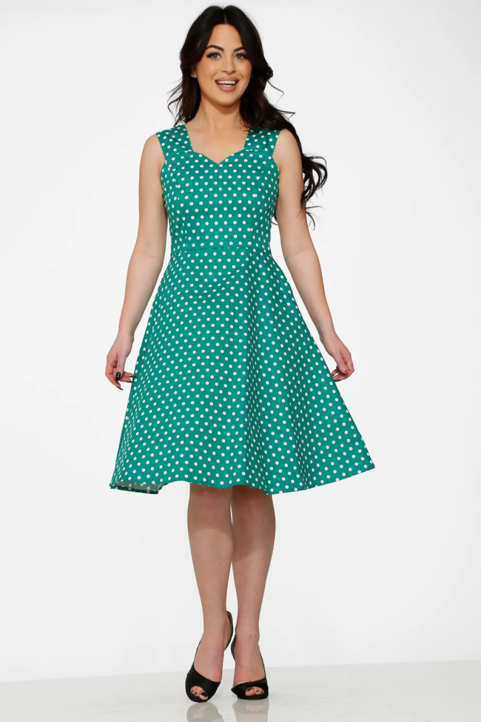 Green & White Polka Dot Dress