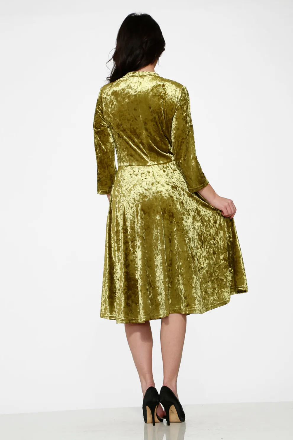Green Diamond Velvet Swing Dress