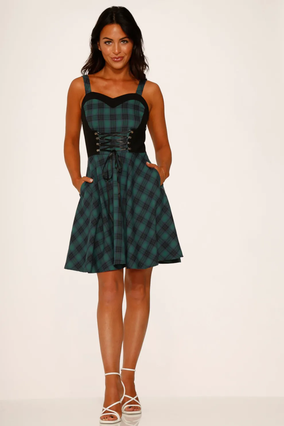 Green Plaid Swing Dress