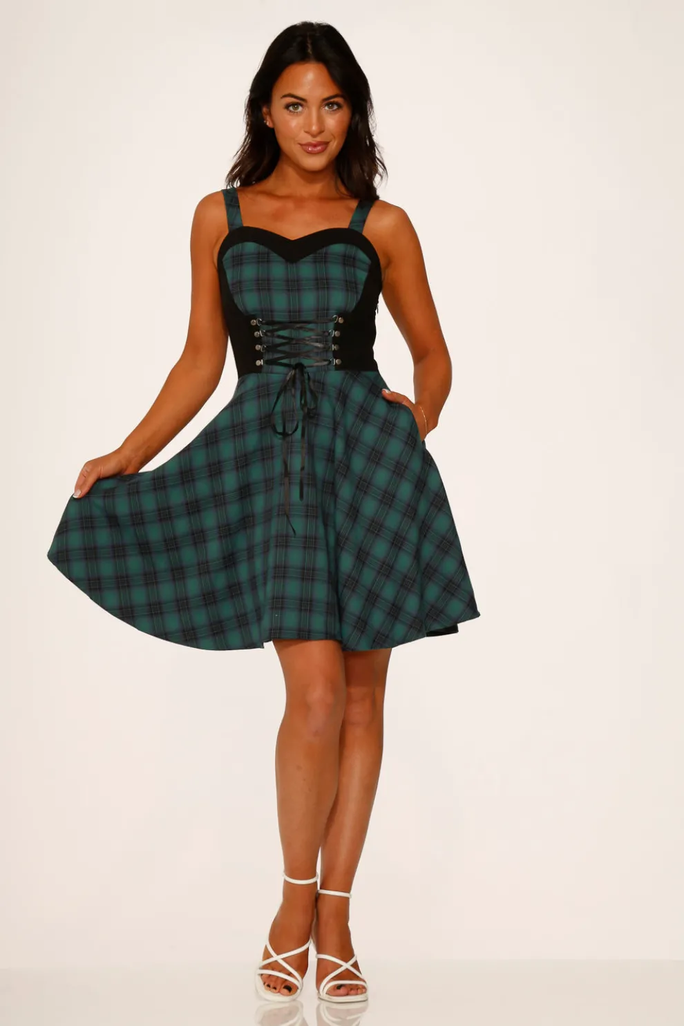 Green Plaid Swing Dress