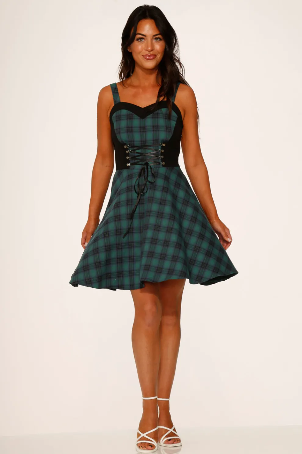 Green Plaid Swing Dress