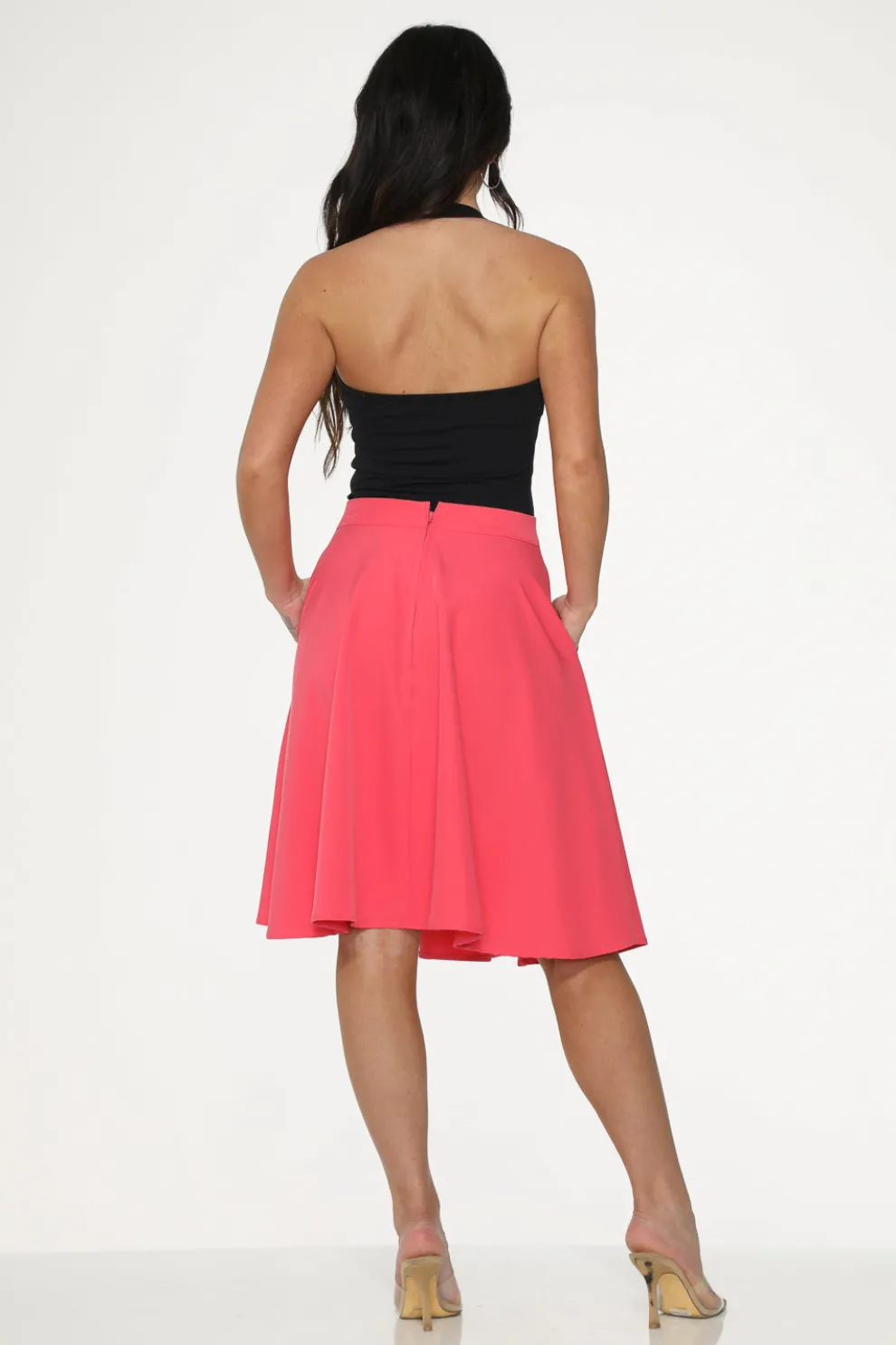 Hot Pink Black Embroidered Poodle Swing Skirt