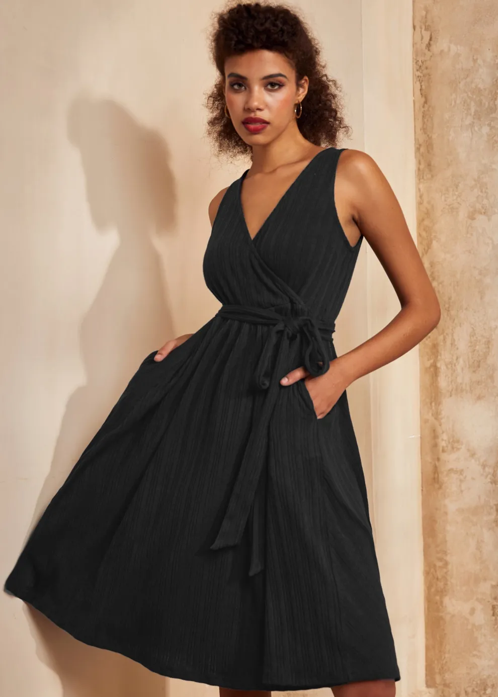 Instant Energy Faux-Wrap Knit Dress