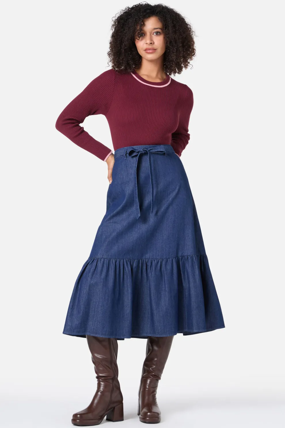 Kara Denim Midi Skirt