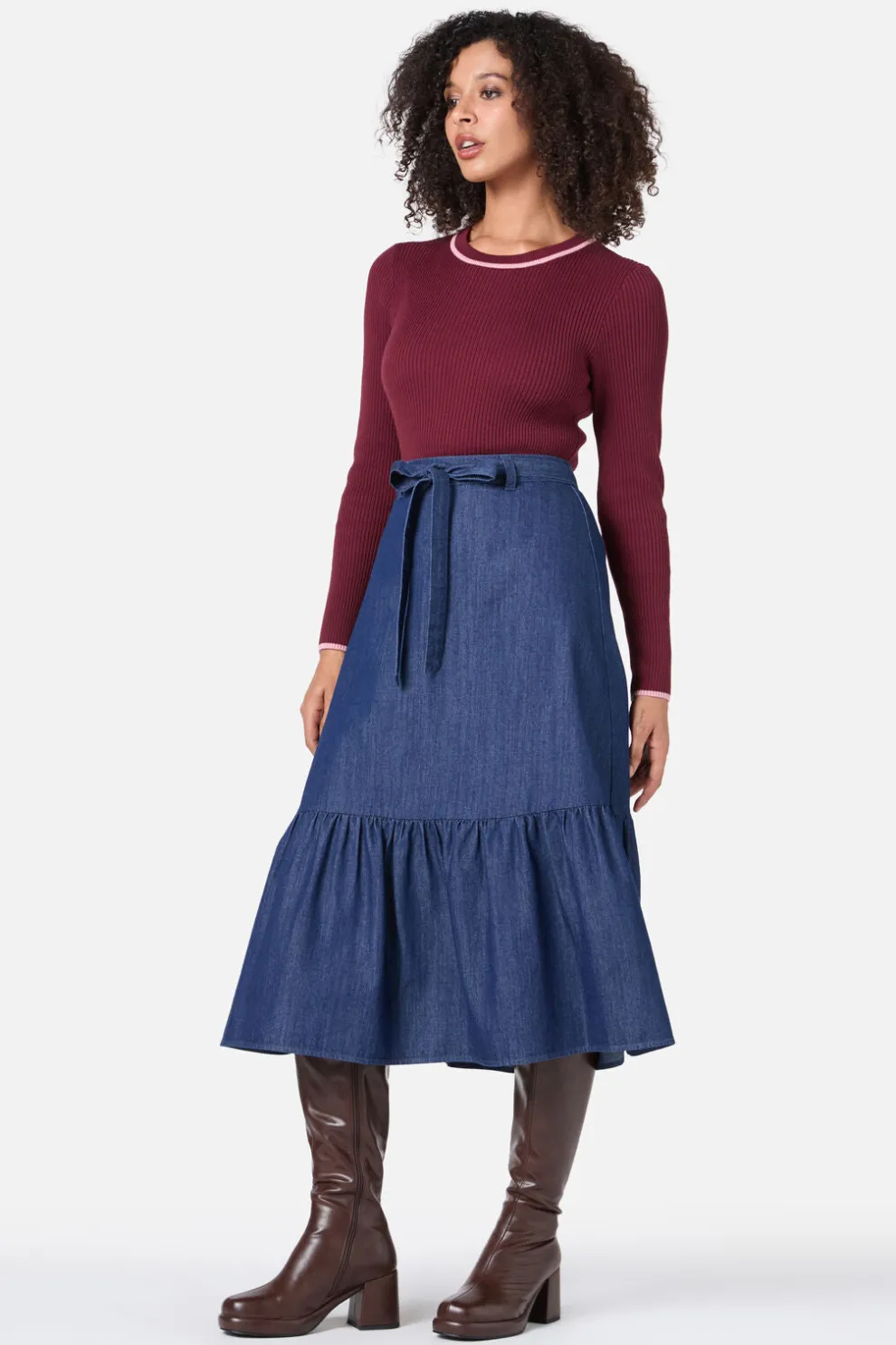 Kara Denim Midi Skirt