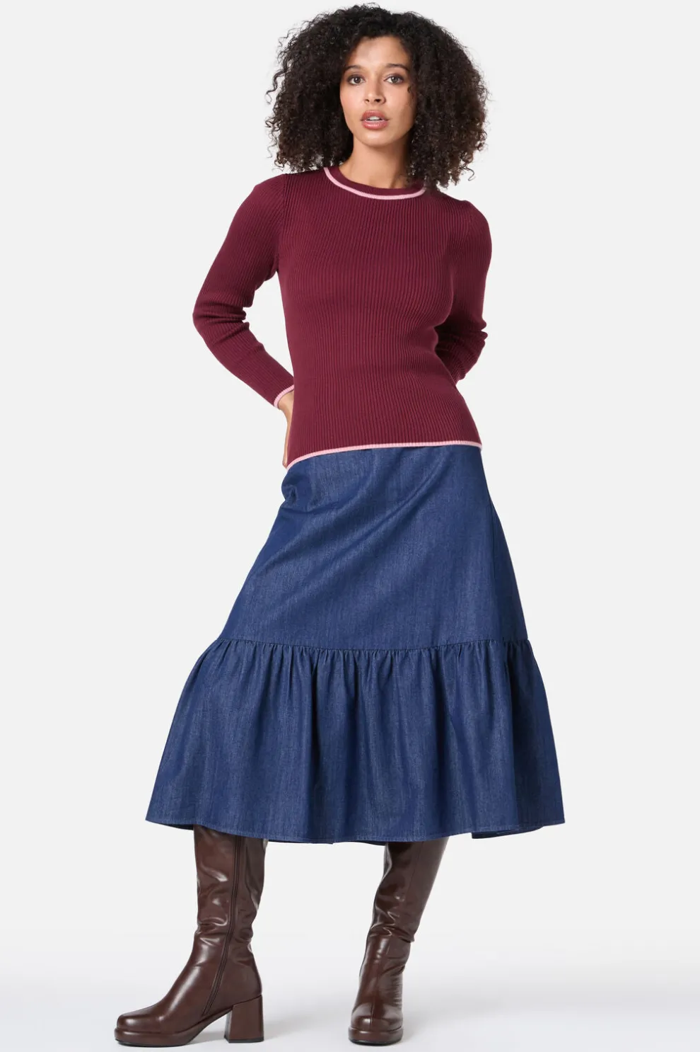 Kara Denim Midi Skirt
