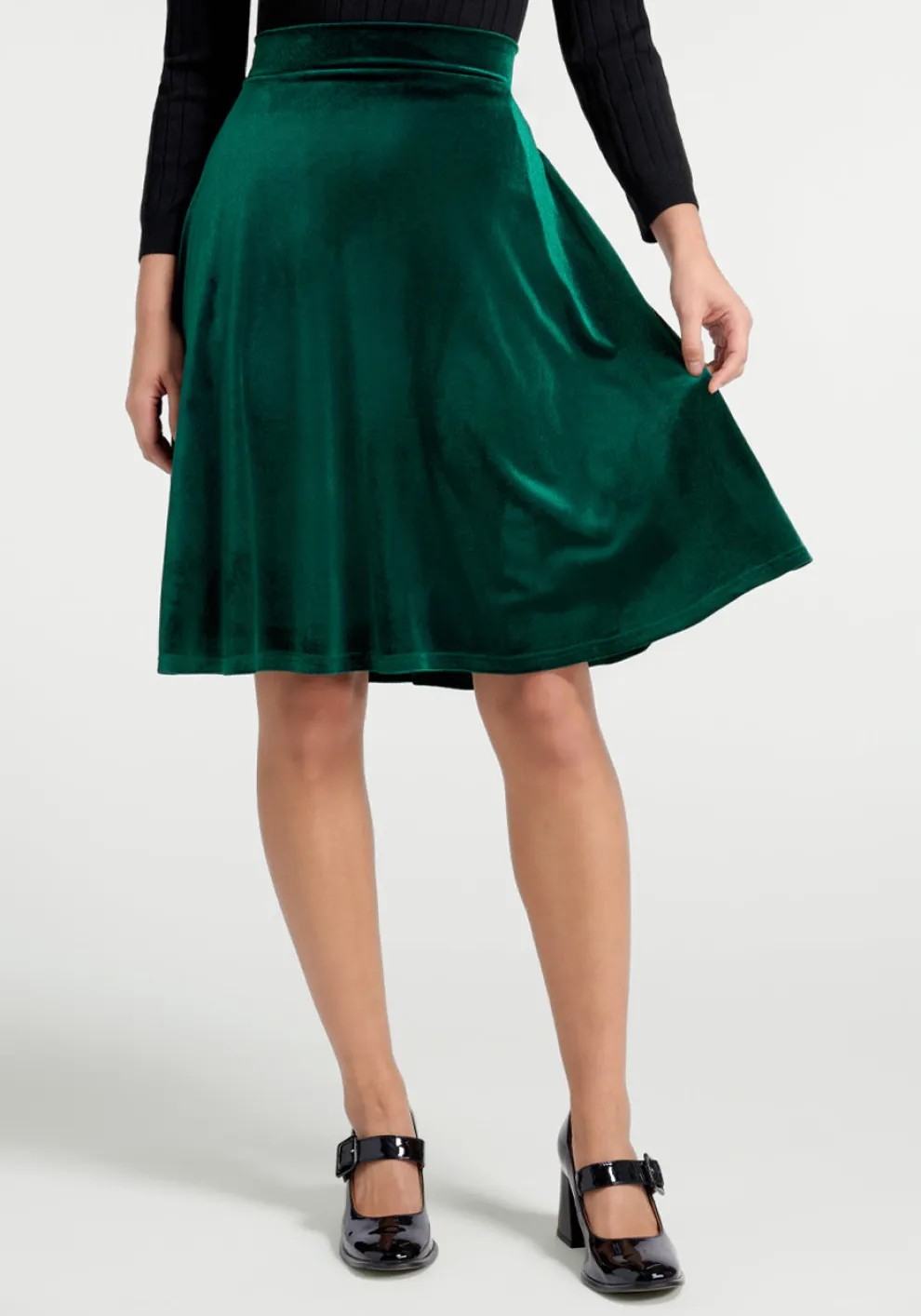 Let's Circle Back Velvet Skirt
