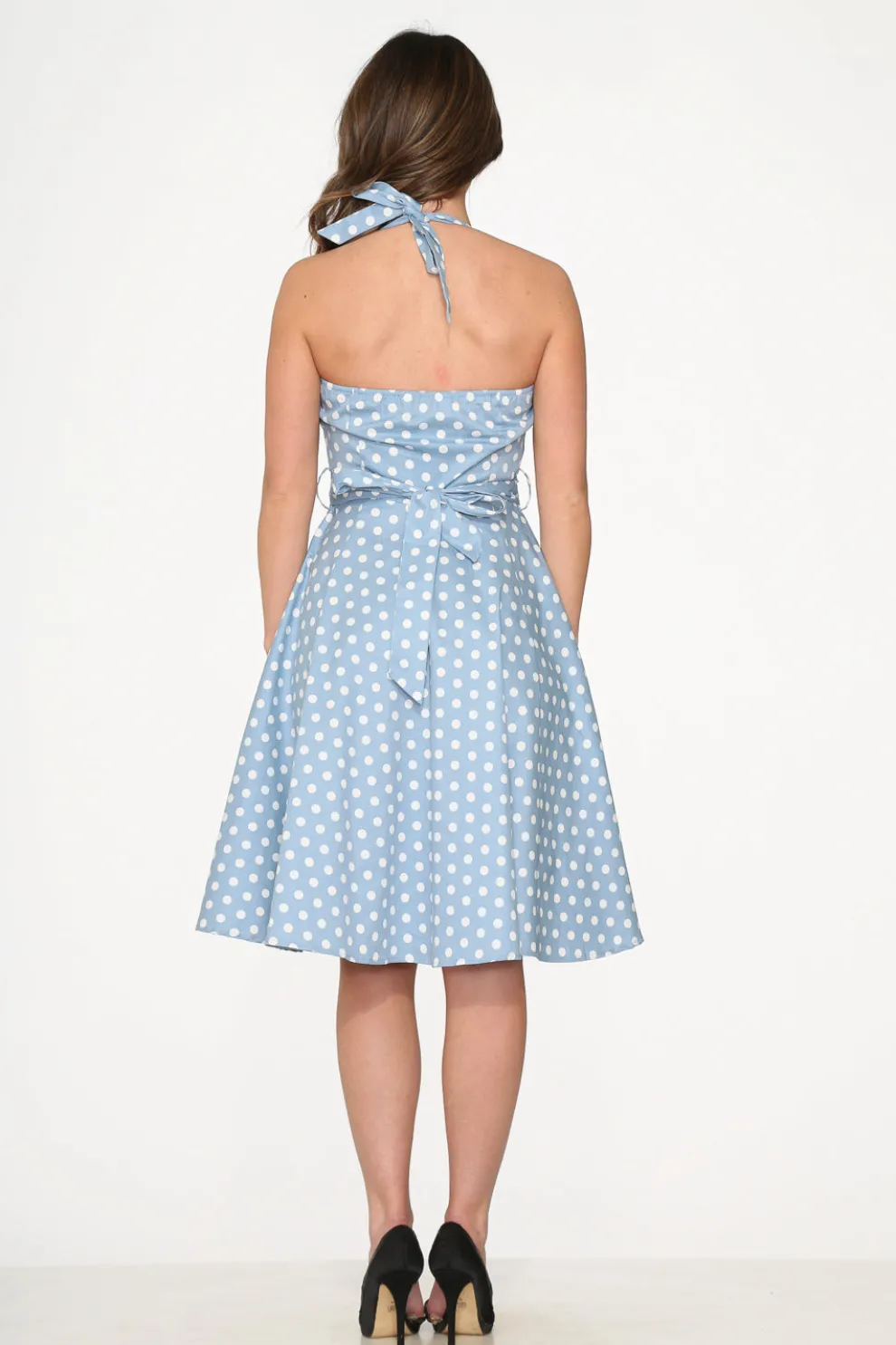 Light Blue & White Polka Dot Swing Dress