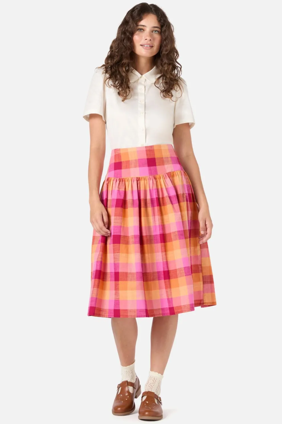 Maxine Check Midi Skirt