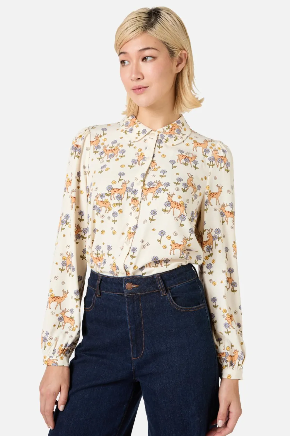 Meadow Deer Long Sleeve Blouse