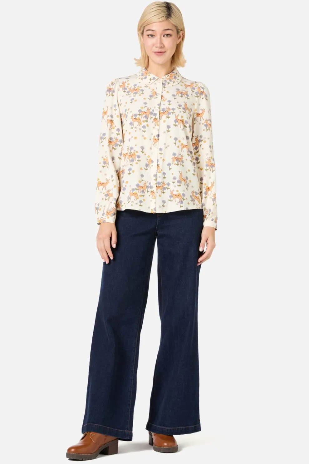 Meadow Deer Long Sleeve Blouse