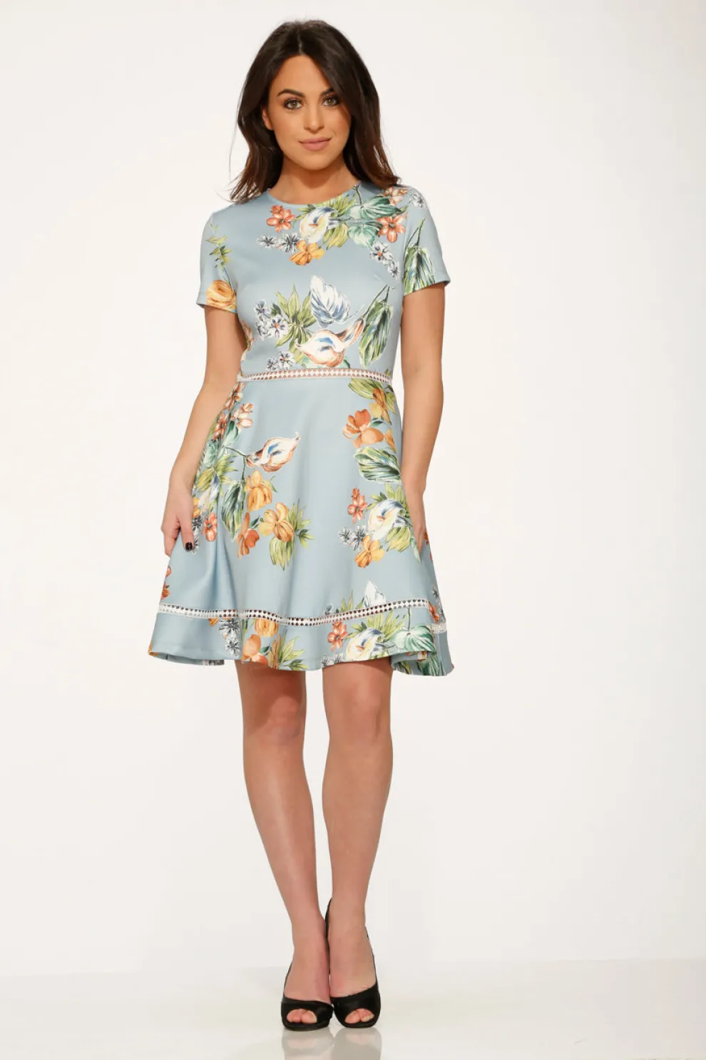 Mint Floral Swing Dress