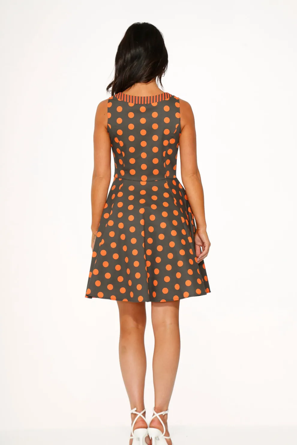 Orange Polka Dot Swing Mini Dress