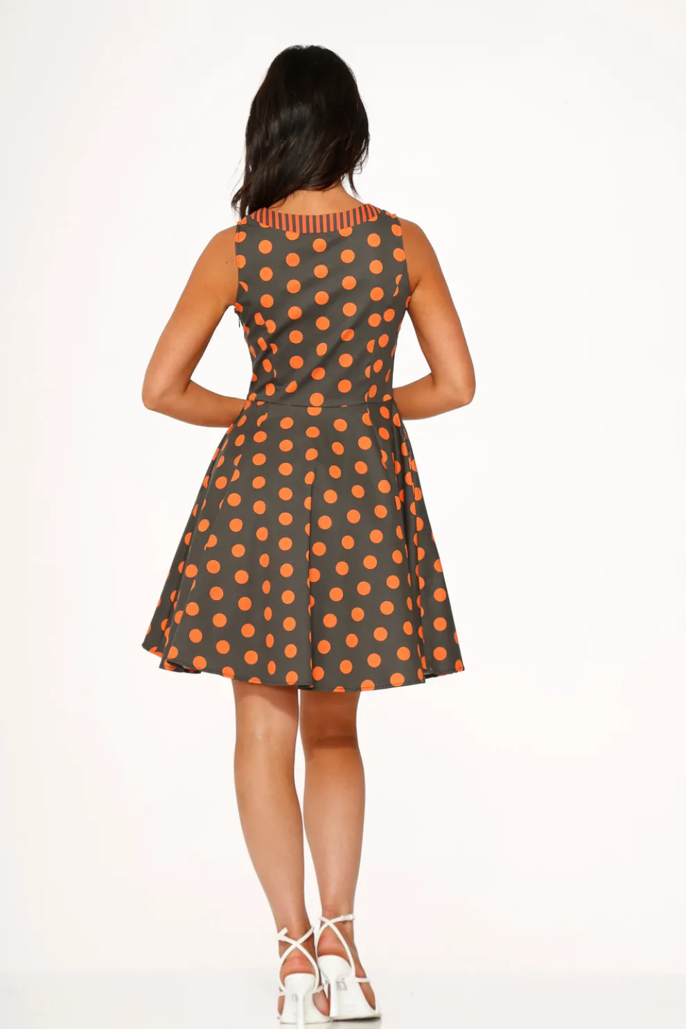 Orange Polka Dot Swing Mini Dress
