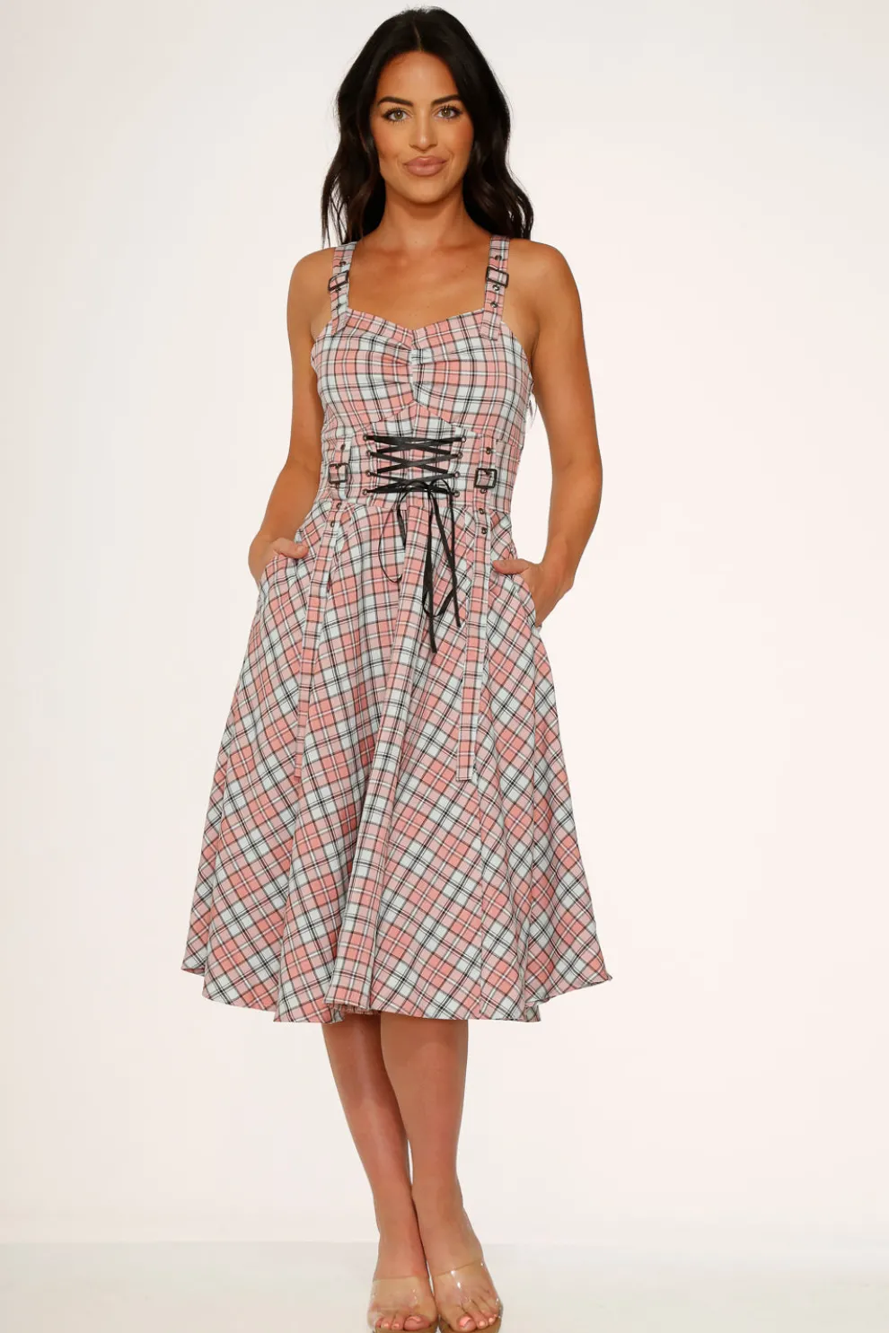 Pink Plaid Swing Dress