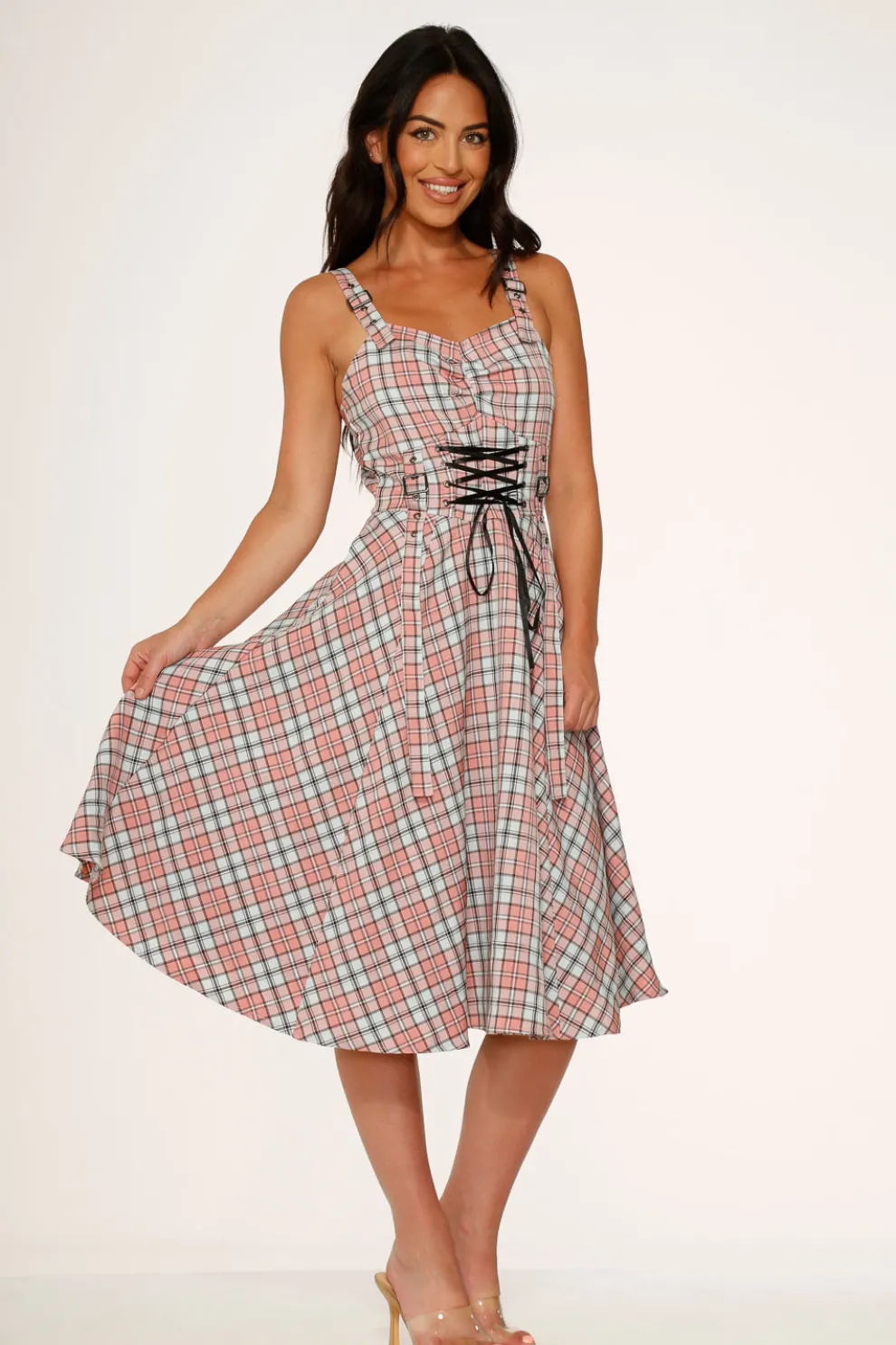 Pink Plaid Swing Dress