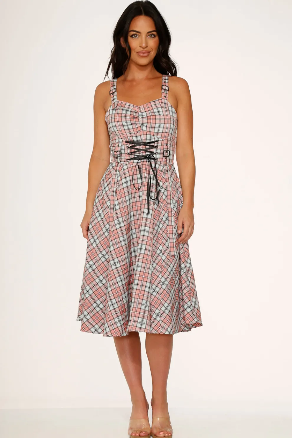 Pink Plaid Swing Dress