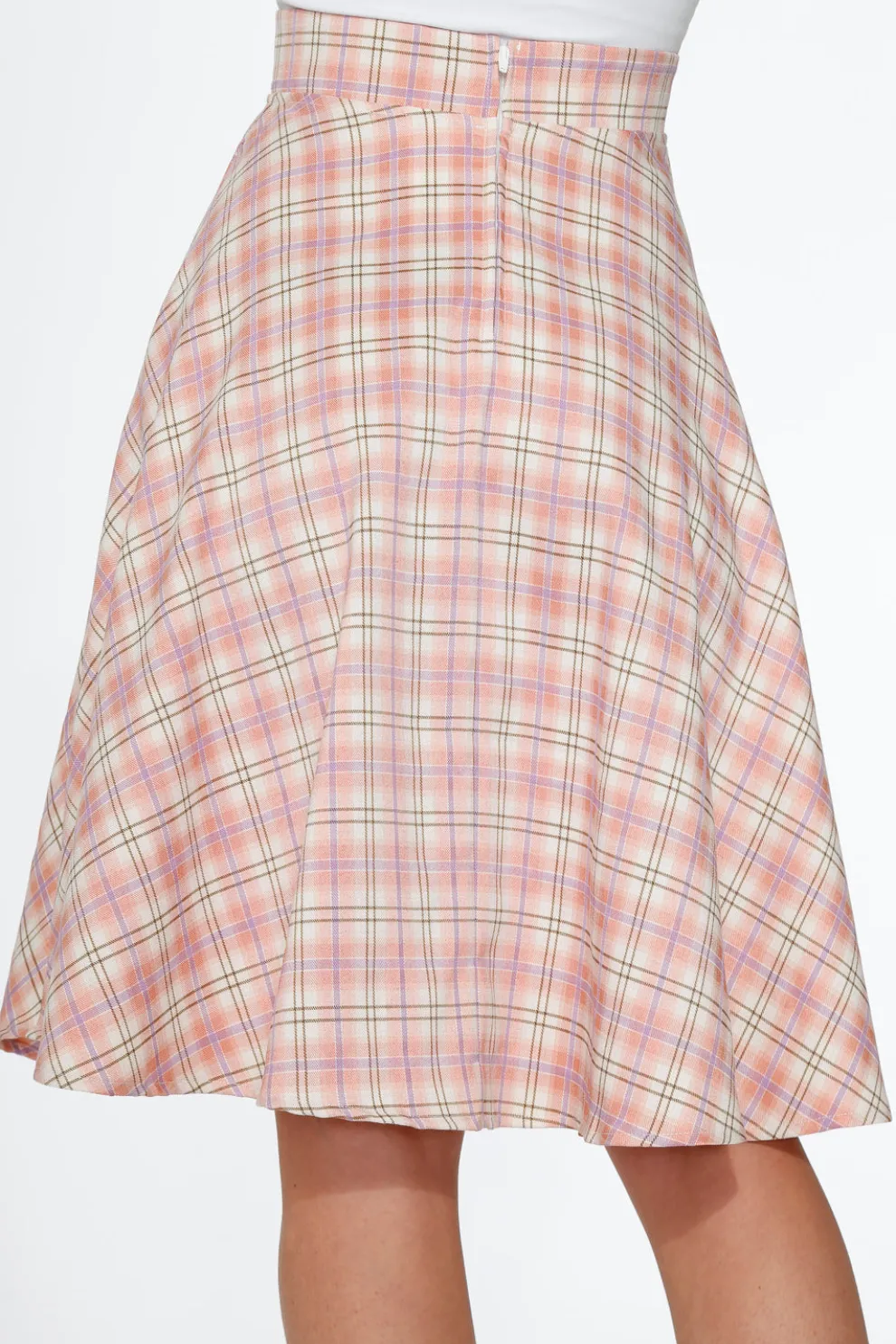 Pink Plaid Swing Skirt