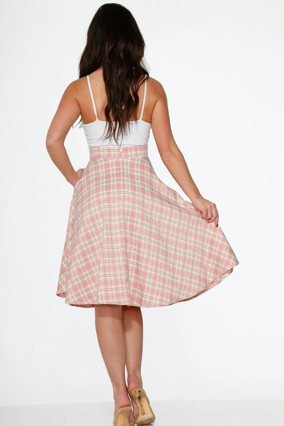 Pink Plaid Swing Skirt
