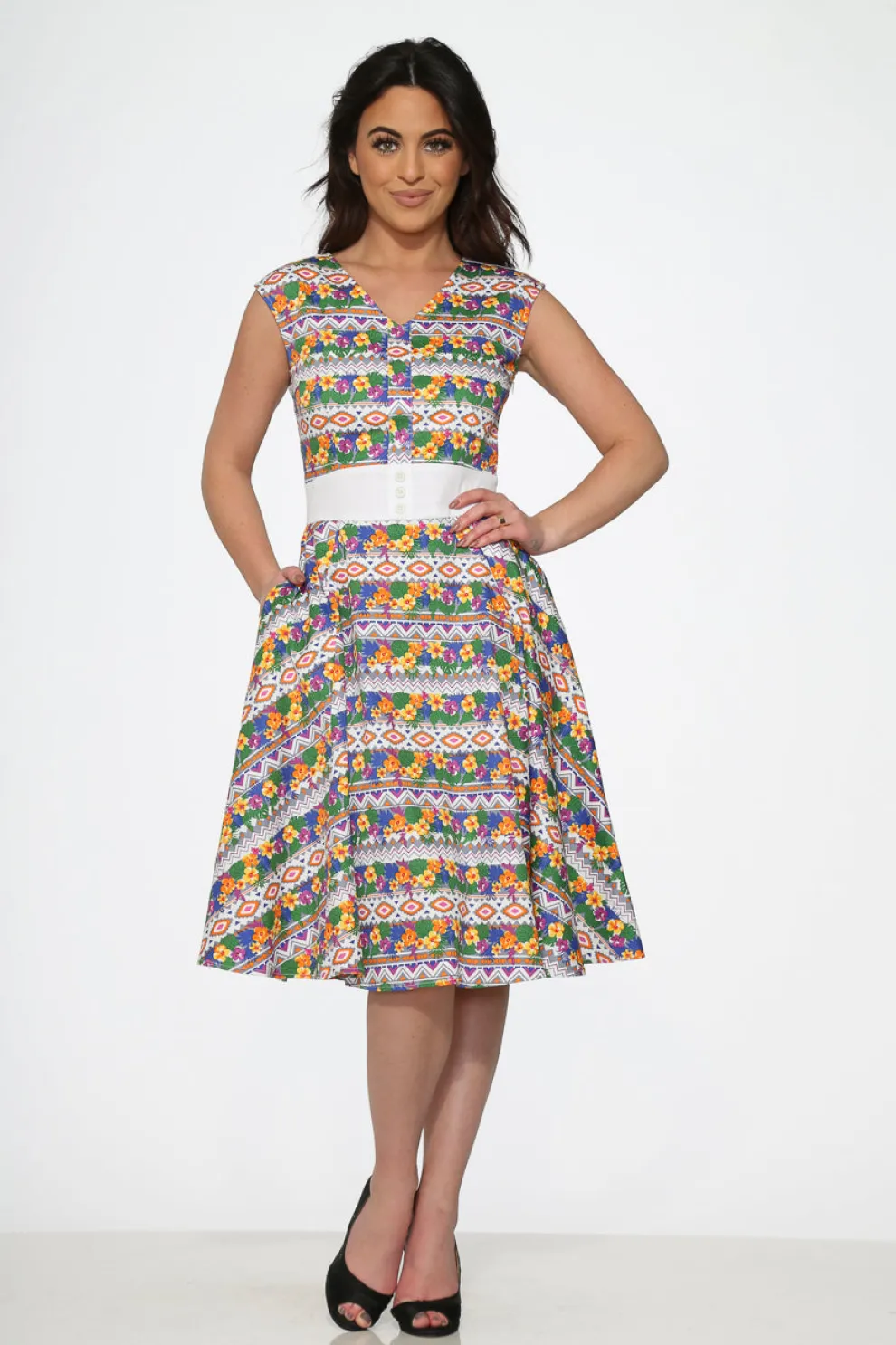 Purple Floral Swing Dress