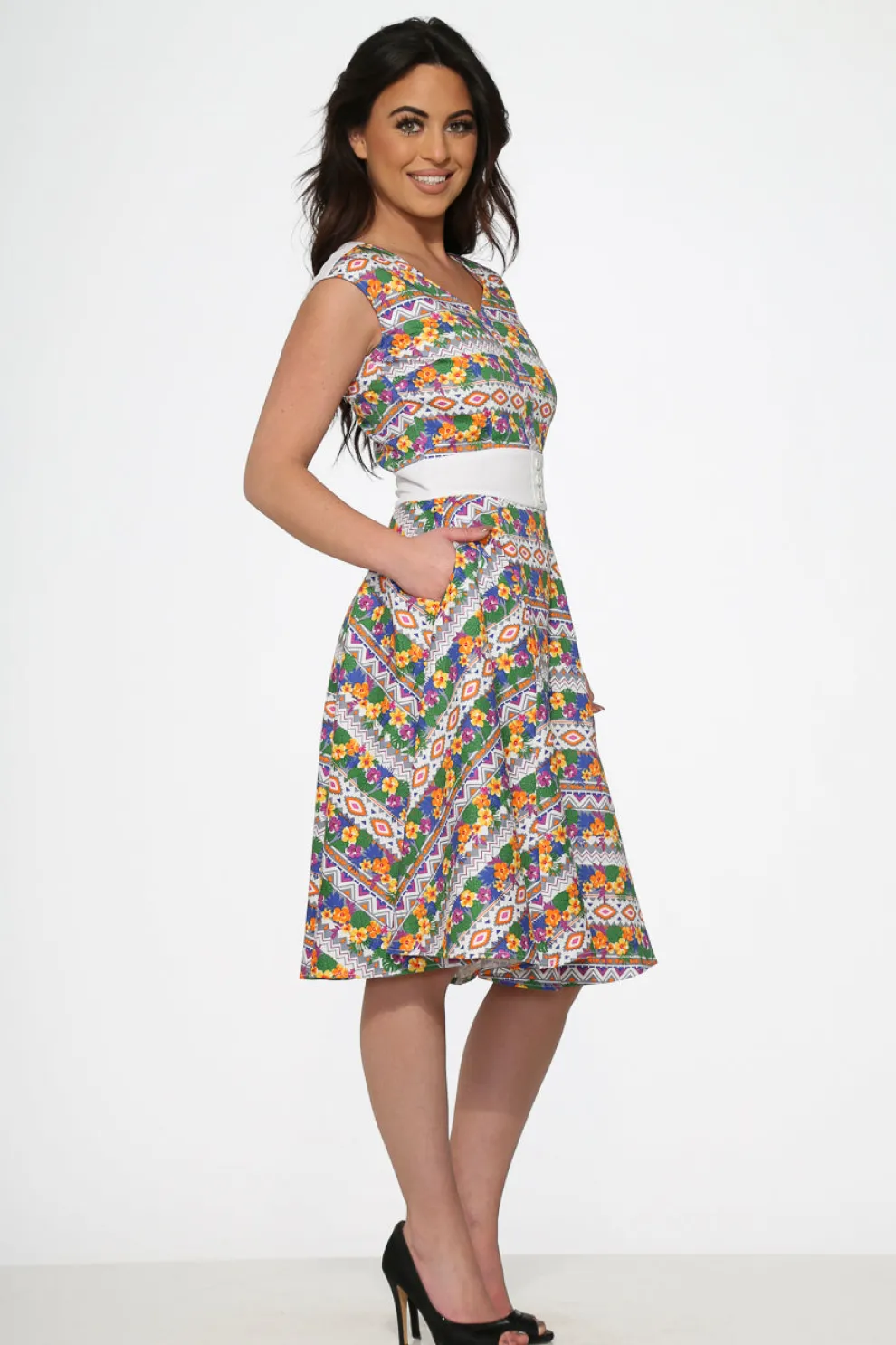 Purple Floral Swing Dress