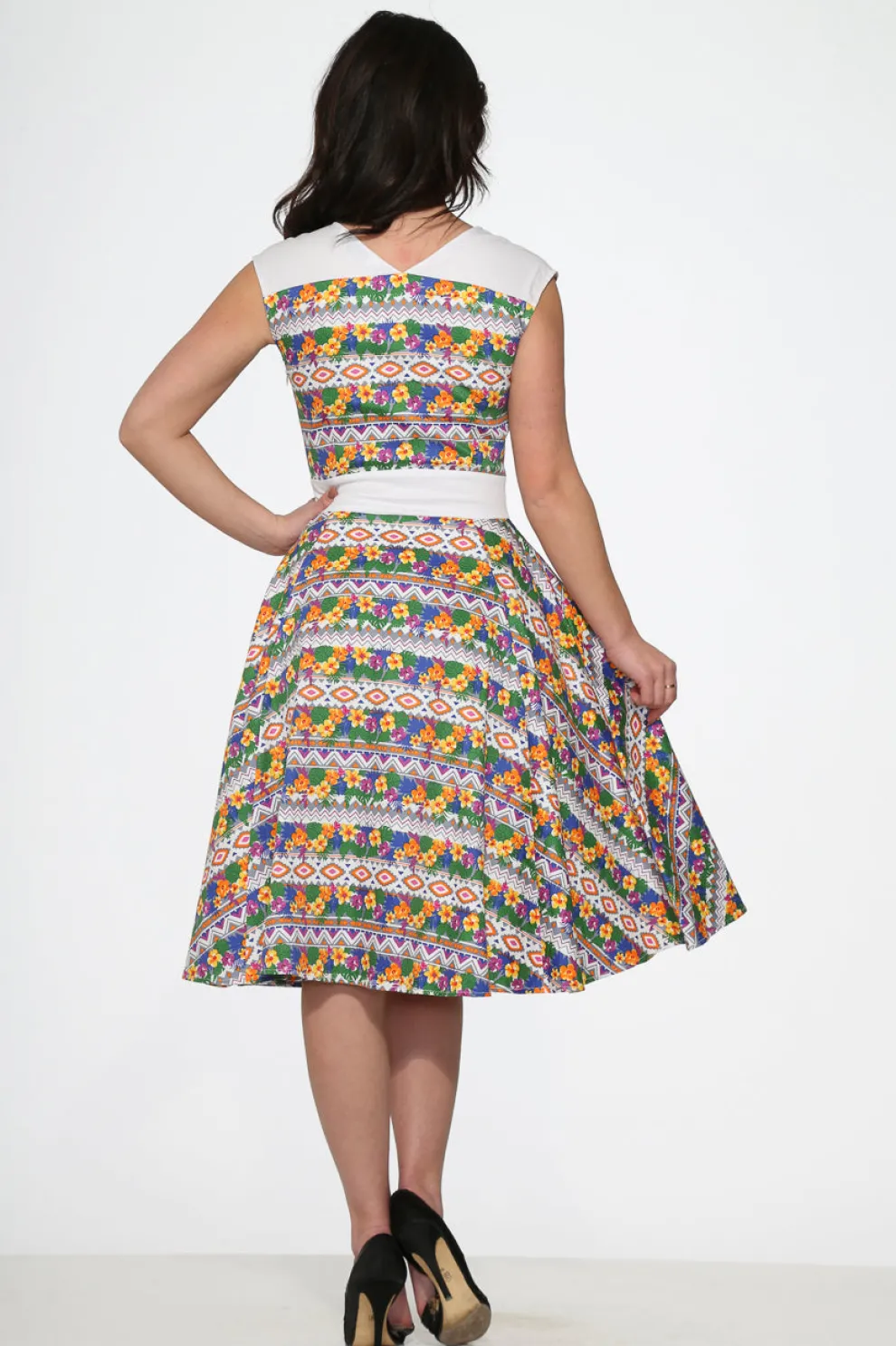 Purple Floral Swing Dress