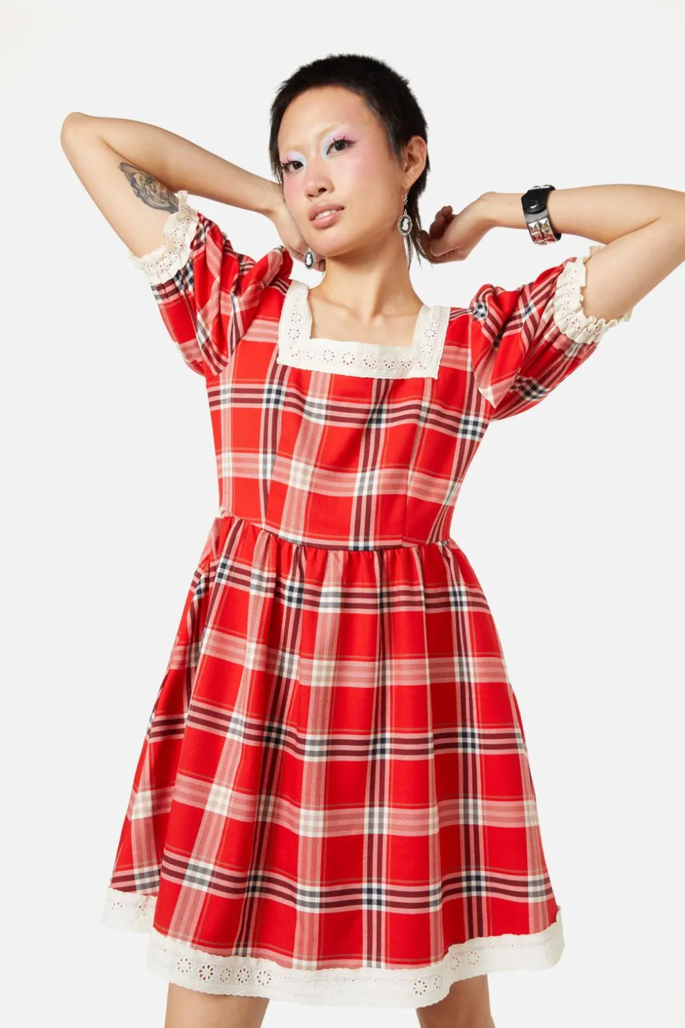 Queen Of Cats Tartan Dress