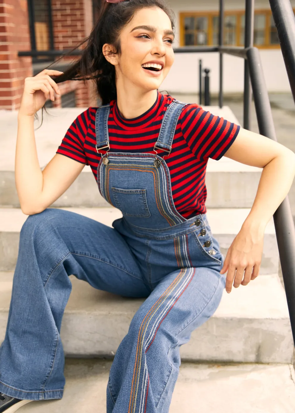 Rainbow With Me Denim Overalls