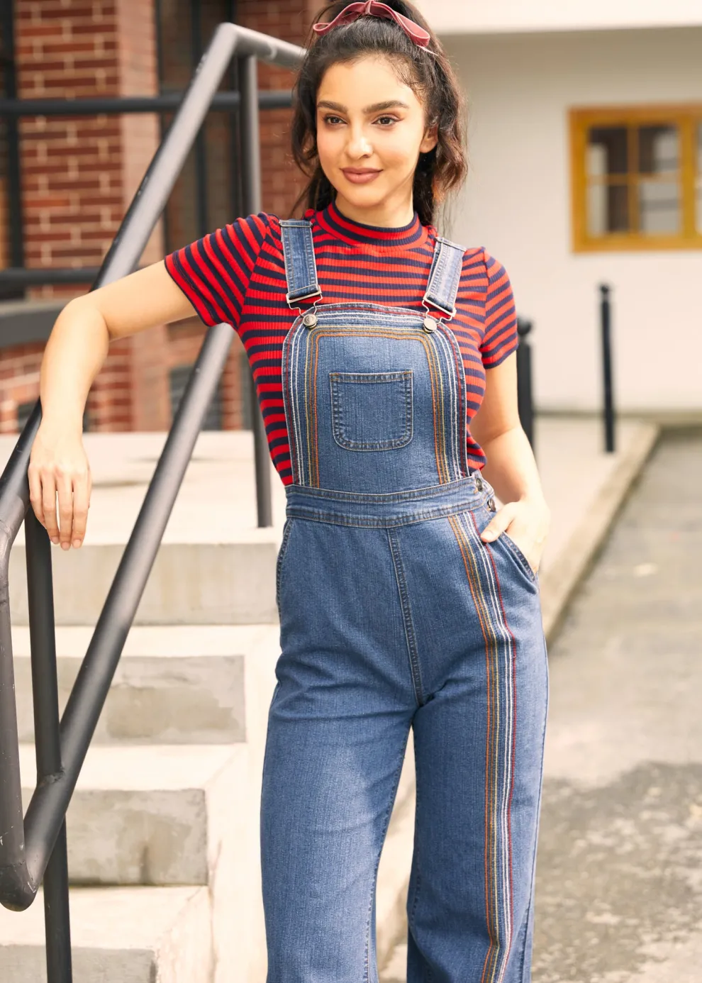 Rainbow With Me Denim Overalls