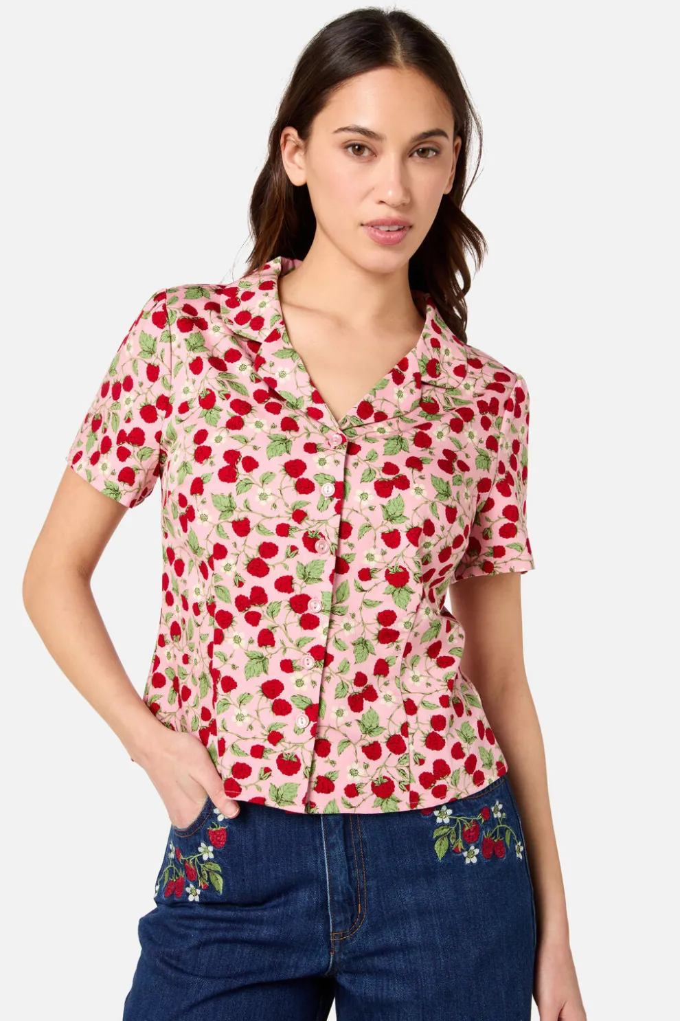 Raspberry Short Sleeve Blouse
