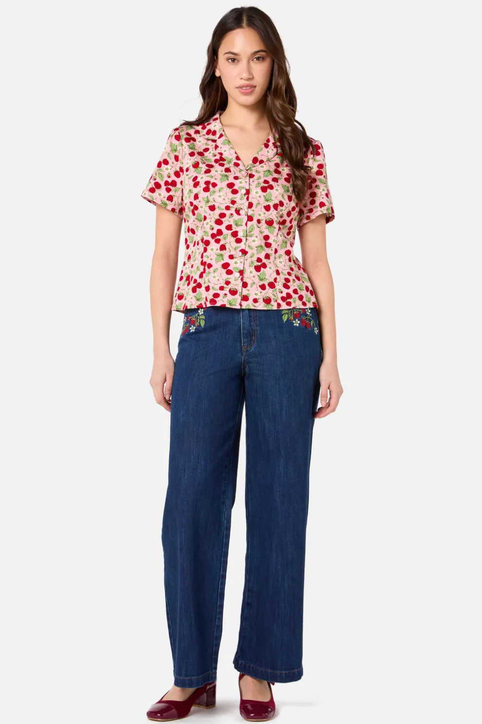 Raspberry Short Sleeve Blouse