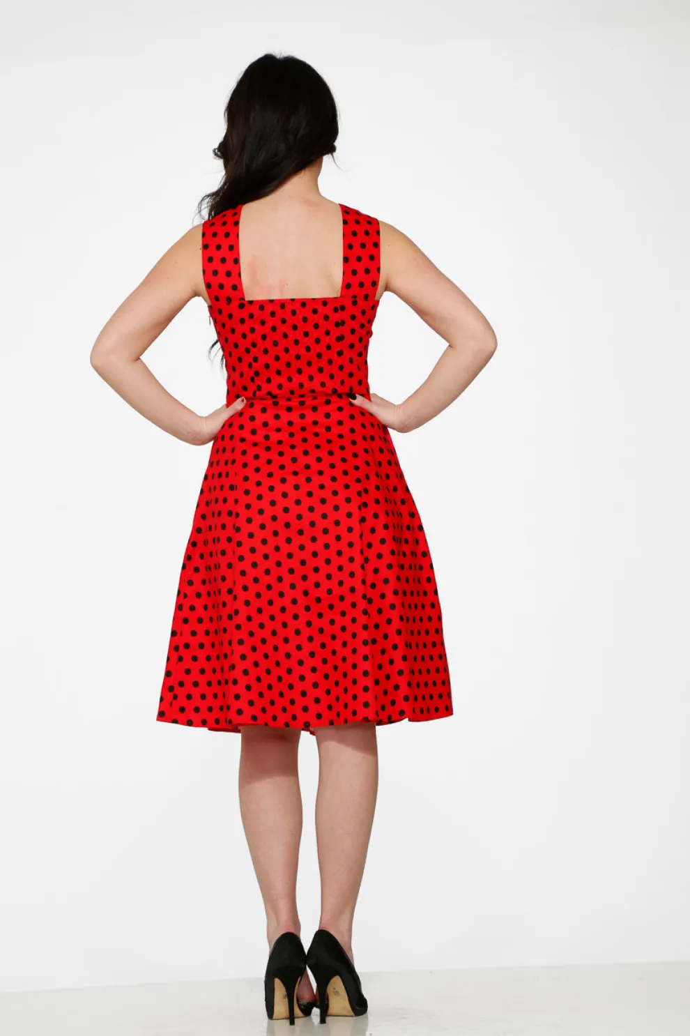 Red & Black Polka Dot Swing Dress