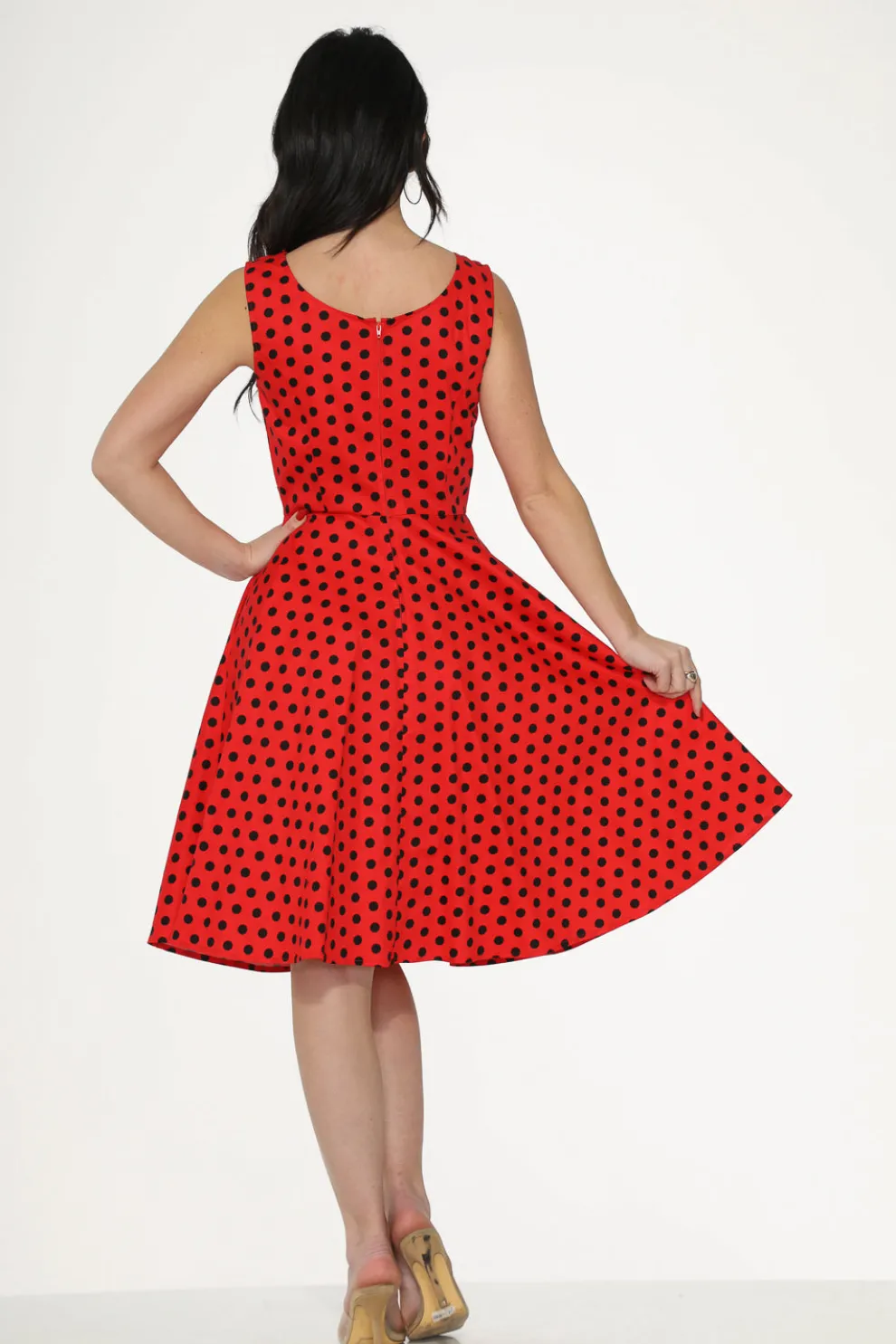 Red Black Polka Dot Swing Dress