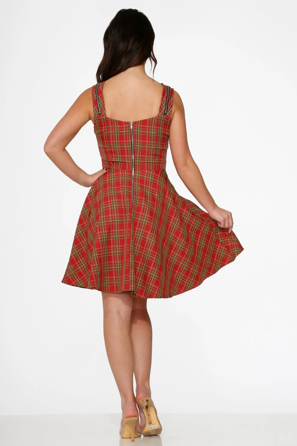 Red Plaid Swing Dress