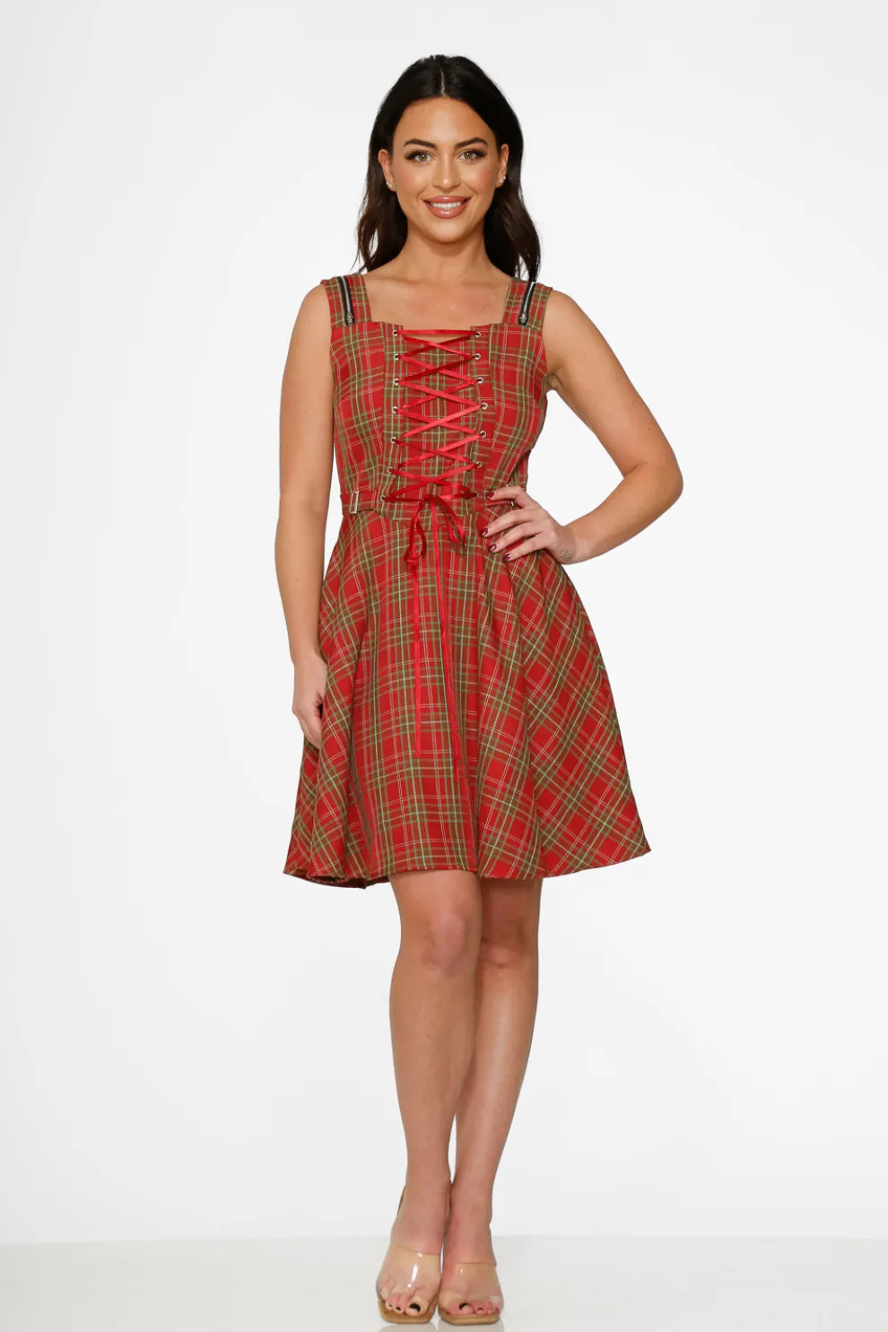 Red Plaid Swing Dress