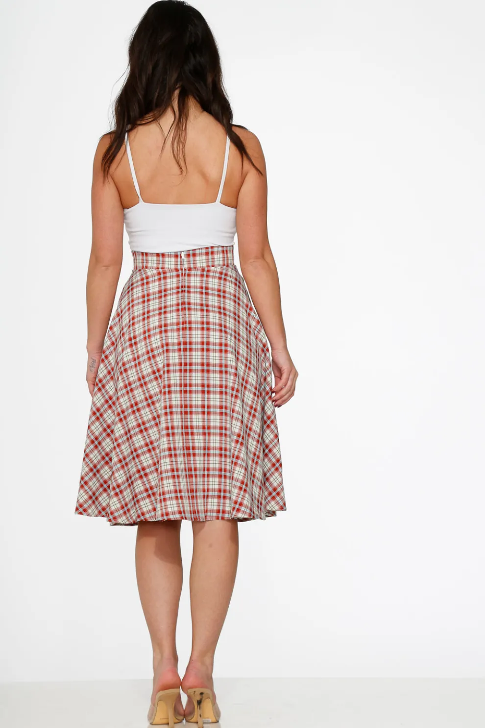 Red Plaid Swing Skirt