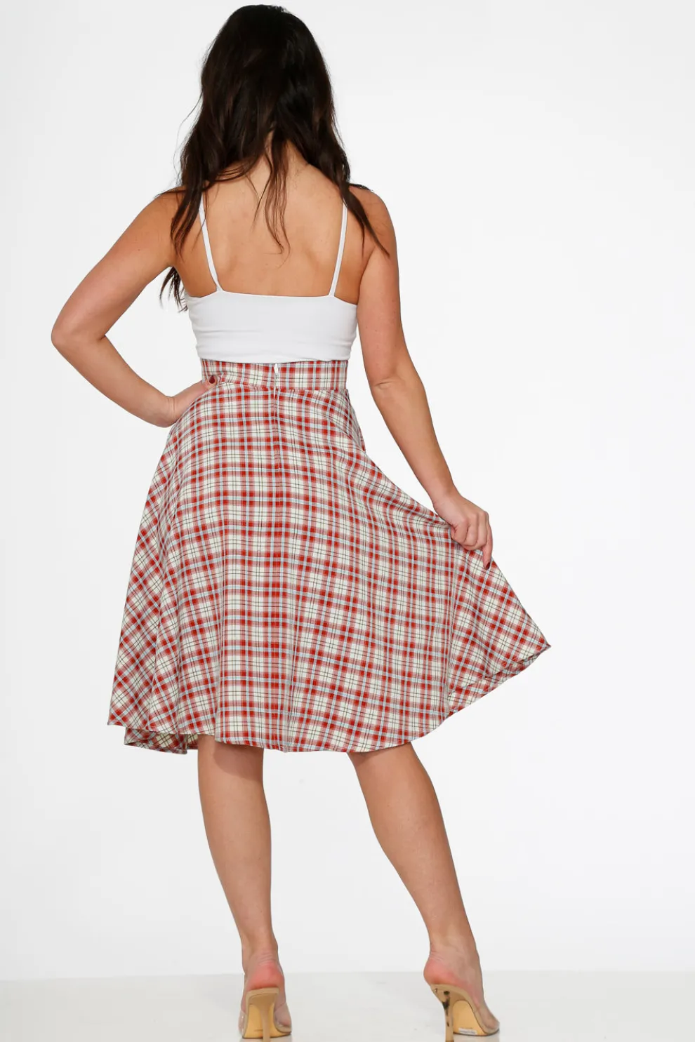 Red Plaid Swing Skirt