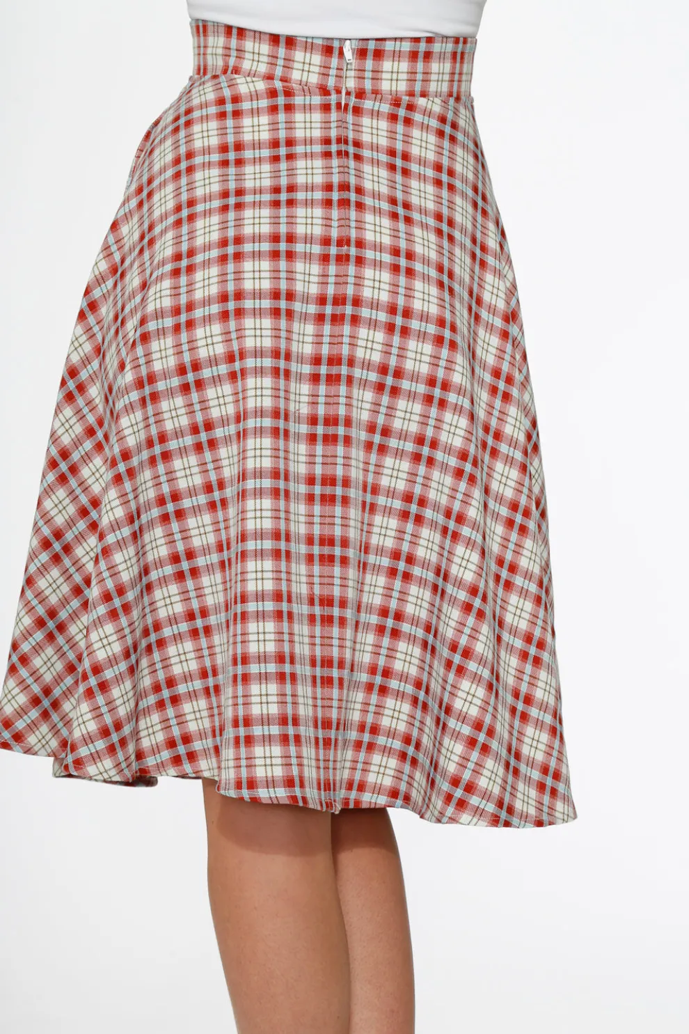 Red Plaid Swing Skirt