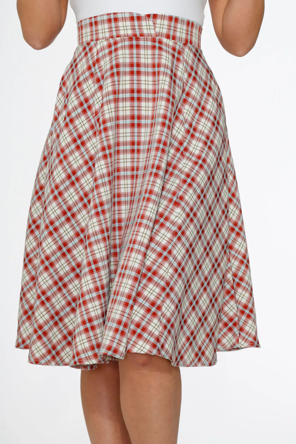 Red Plaid Swing Skirt