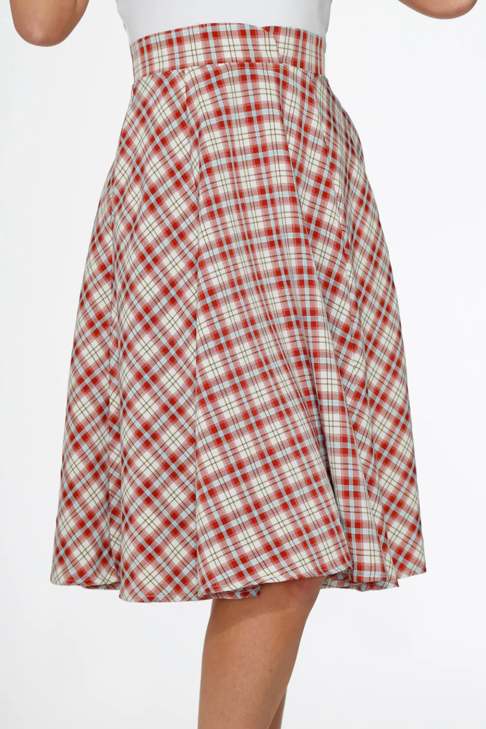 Red Plaid Swing Skirt