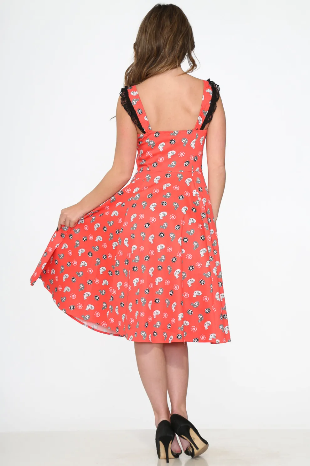 Red Skulls Swing Dress